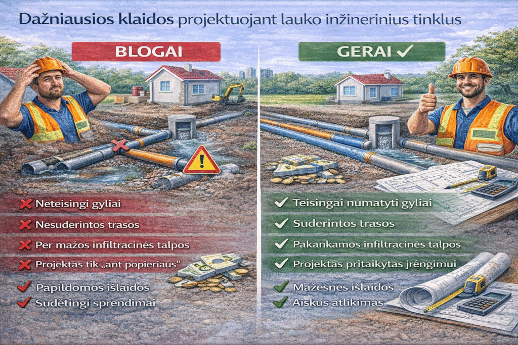 Dažniausios klaidos projektuojant lauko inžinerinius tinklus