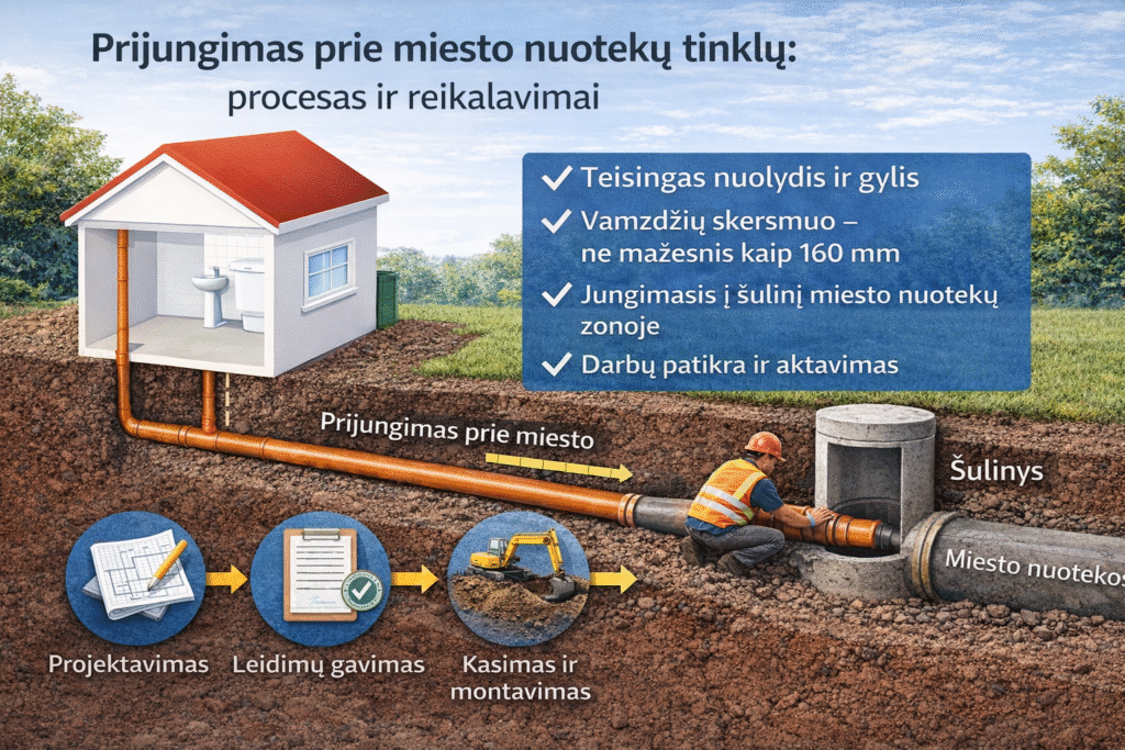 Prijungimas prie miesto nuotekų tinklų: procesas ir reikalavimai