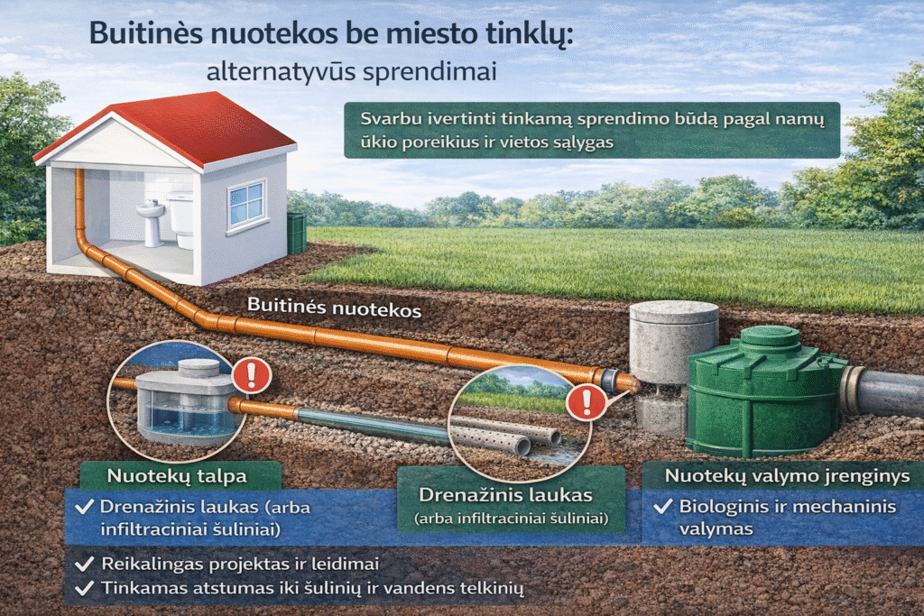 Buitinės nuotekos be miesto tinklų: alternatyvūs sprendimai